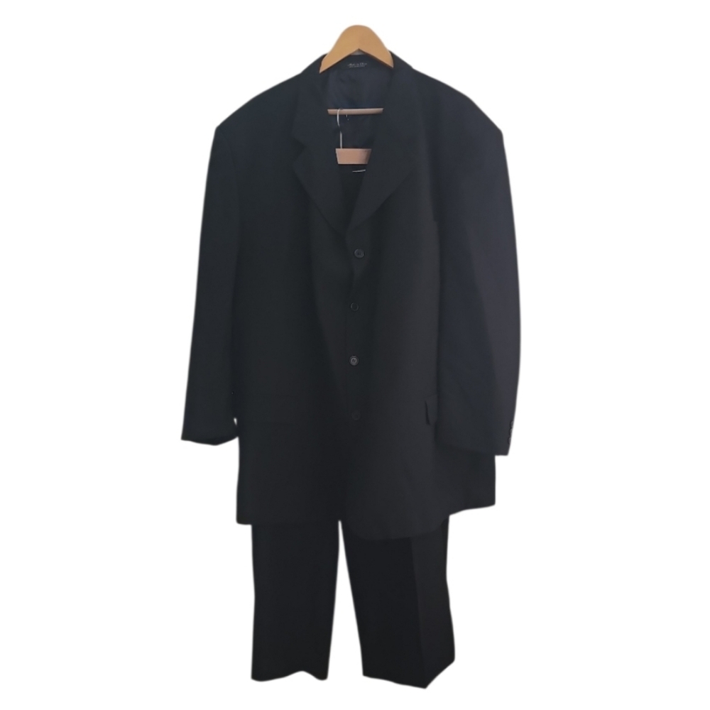 Bendetti 100% Virgin Wool Black Pinstripe 2 Piece Suit Men’s 54R Classic
